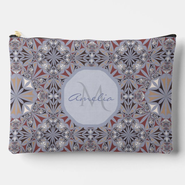 Pochette À Accessoires Burgundy and Grey Elegant Pattern Personalised (Recto)