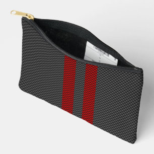Pochette À Accessoires Burgundy Red Carbon Style Racing