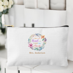 Pochette À Accessoires "Ça prend un grand coeur" Floral, cadeau pour les