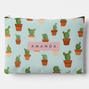 Pochette À Accessoires Cactus personnalisé avec pots en terre cuite
