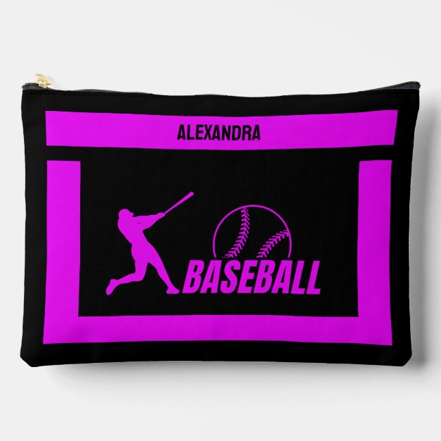Pochette À Accessoires Cadeau d'anniversaire de baseball, Joueuse de base (Recto)