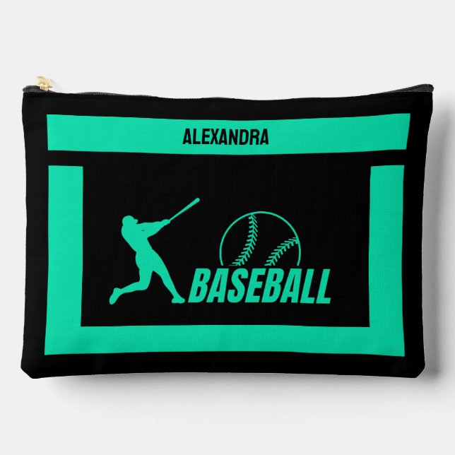 Pochette À Accessoires Cadeau d'anniversaire de baseball, Joueuse de base (Recto)