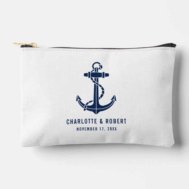 Pochette À Accessoires Cadeau de mariage de plage d'ancre de bateau moder (Recto)