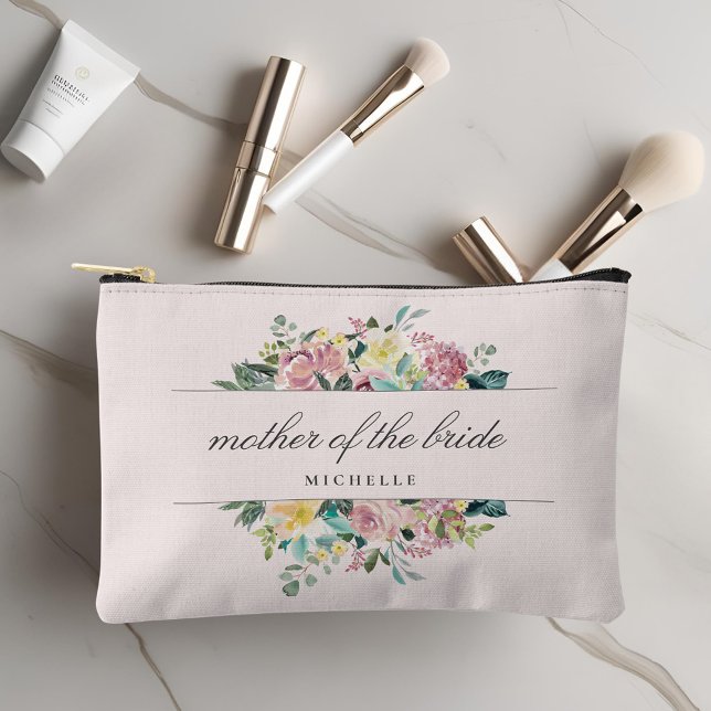 Pochette À Accessoires Cadeau de mère de la mariée à fleurs roses rustiqu (Créateur téléchargé)