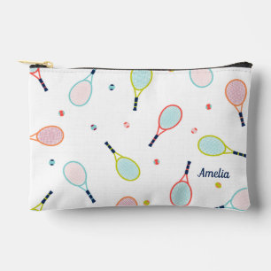 Pochette À Accessoires Cadeau de tennis Nom personnalisé Rose bleu person