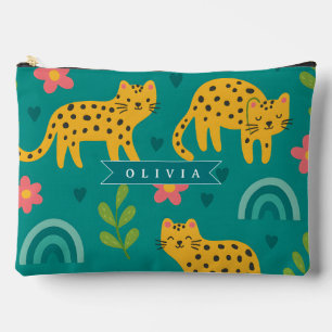 Pochette À Accessoires Cadeau Personnalisé de Nom de Jungle de Léopard Co