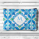 Pochette À Accessoires Cadeaux d'épouses Aqua Blue Talavera monogrammed<br><div class="desc">Cadeaux de mariées Cadeaux mexicain Talavera monogrammed sacs de toilette Aqua Blue Azulejo Talavera espagnol carreaux mexicain élégant sac d'épouse personnalisées cadeaux fête de mariée faveurs,  couleurs vives audacieuses sac de toilette customisé</div>