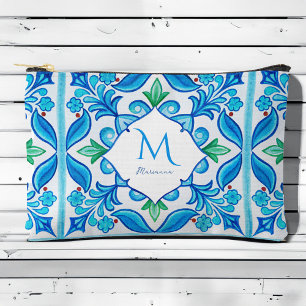Pochette À Accessoires Cadeaux d'épouses Aqua Blue Talavera monogrammed