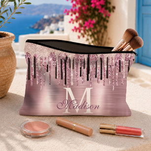 Pochette À Accessoires Cahier monogramme rose chic gouttes de rosée