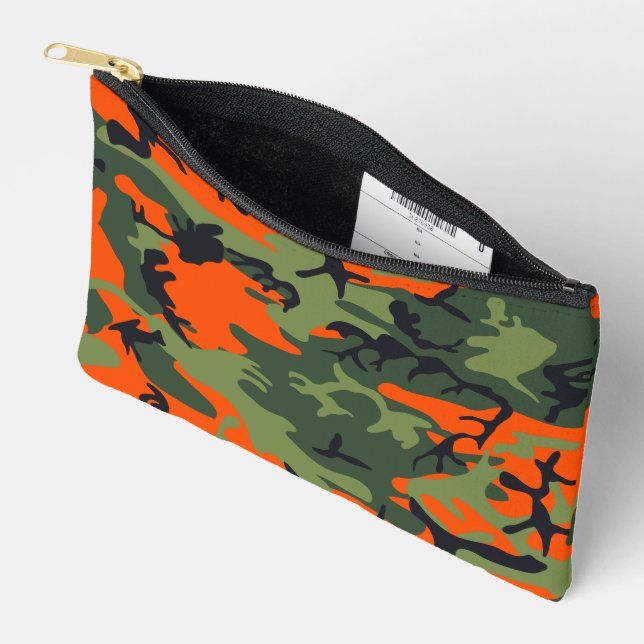 Pochette À Accessoires Camouflage orange et vert, Militaire, Armée (Ouvrir)