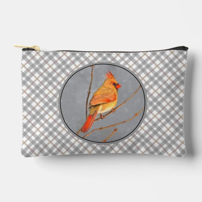 Pochette À Accessoires Cardinal Winter Branche Peinture Oiseau original (Recto)