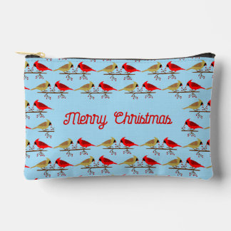 Pochette À Accessoires Cardinaux de Noël mignons et Berries rouges sur me