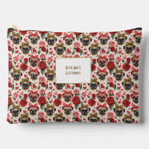 Pochette À Accessoires Carlin Coquette moderne Motif de chien Personnalis