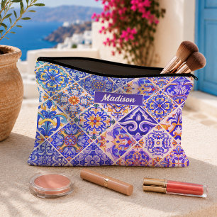 Pochette À Accessoires Carreaux bleus violets siciliens méditerranéens me