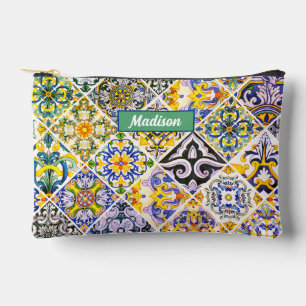 Pochette À Accessoires carreaux méditerranéens mexicains, marocains, sici