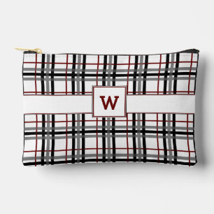 Pochette À Accessoires Carreaux Noir Blanc et Rouge