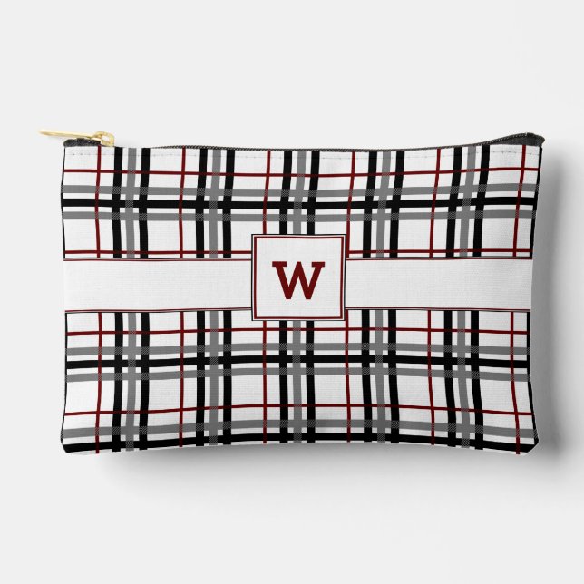 Pochette À Accessoires Carreaux Noir Blanc et Rouge (Recto)