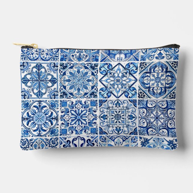 Pochette À Accessoires Carrelage méditerranéen, Portugais, Azulejo, Majol (Recto)