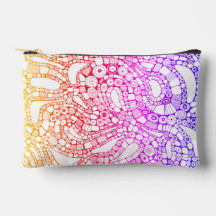 Pochette À Accessoires Carrés de cercles ondulés multicolores dessin abst