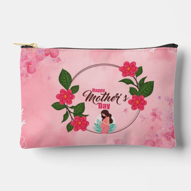 Pochette À Accessoires Carte de fête des mères imprimable, salutation flo (Recto)