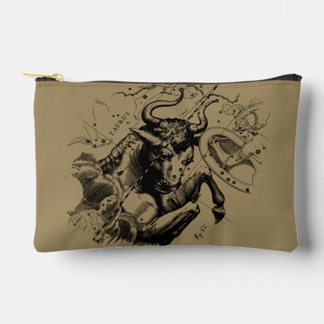 Pochette À Accessoires Carte de la constellation de Taurus par Hevelius c (Recto)