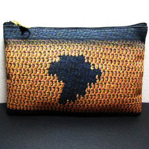 Pochette À Accessoires Carte de l'Afrique Crochet noir et Brown