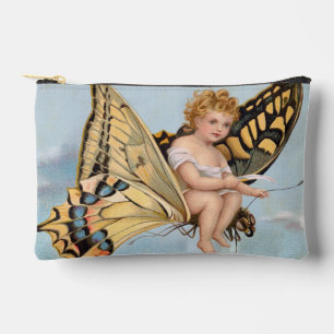 Pochette À Accessoires Carte de vœux vintage du Nouvel An, enfant chevauc