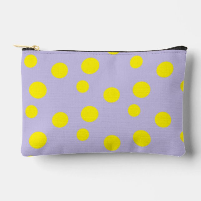 Pochette À Accessoires Cercles pois jaunes sur violet (Recto)