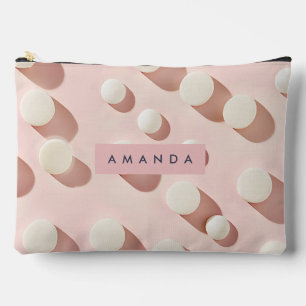 Pochette À Accessoires Cercles Rose Pâle Minimalistes Personnalisés