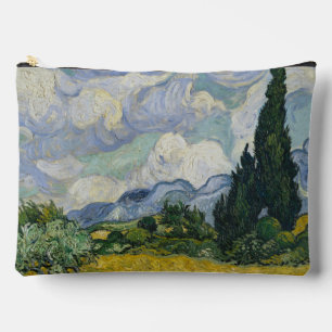Pochette À Accessoires Champ de blé avec cyprès, peinture à l'huile, Van
