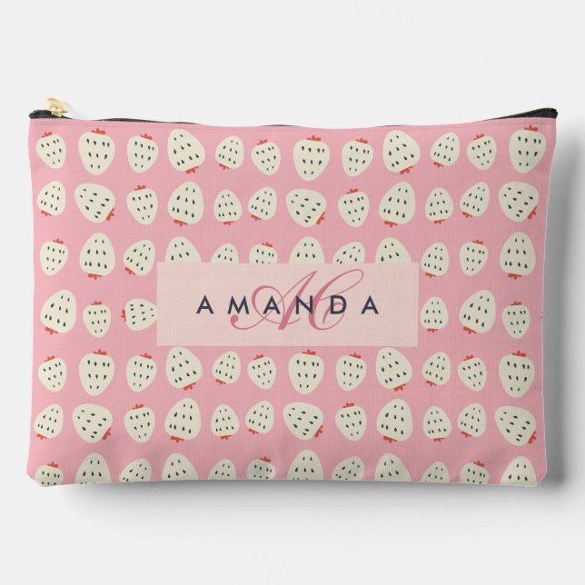 Pochette À Accessoires Charmante Motif de fraises Monogrammes Cadeaux (Recto)