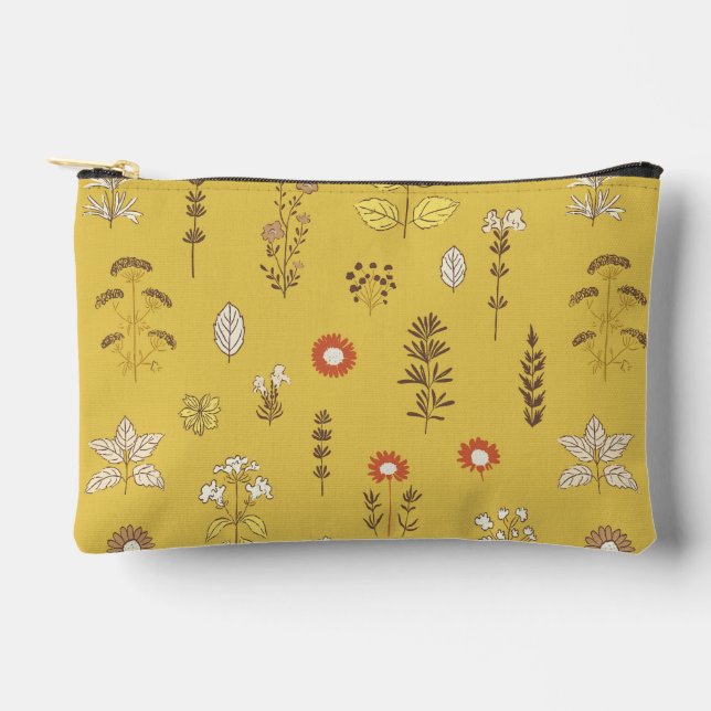Pochette À Accessoires Charme botanique Moutarde Jaune Imprimer Coupe Cou (Recto)