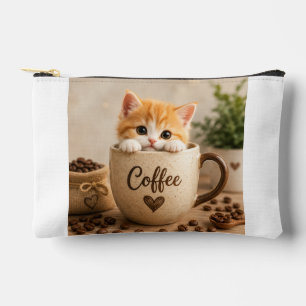 Pochette À Accessoires Charme de chaton dans une tasse de café