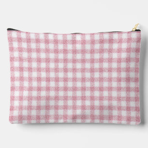 Pochette À Accessoires Charme Gingham Rose et Blanc Velouté