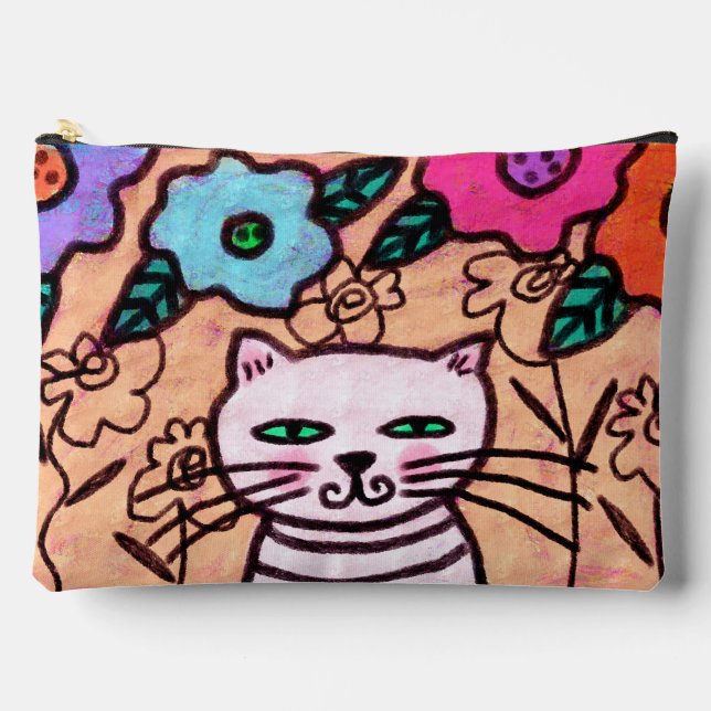 Pochette À Accessoires Chat dans le jardin Art abstrait (Recto)
