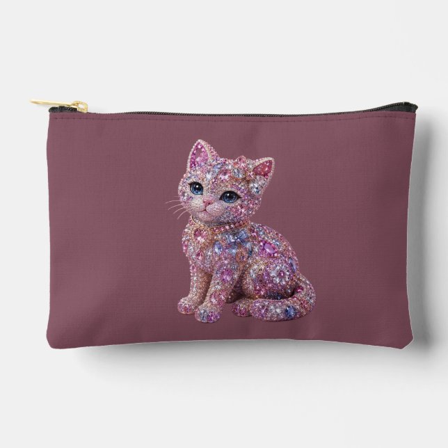 Pochette À Accessoires Chat de nuit en velours Esthétique Imprimé (Recto)