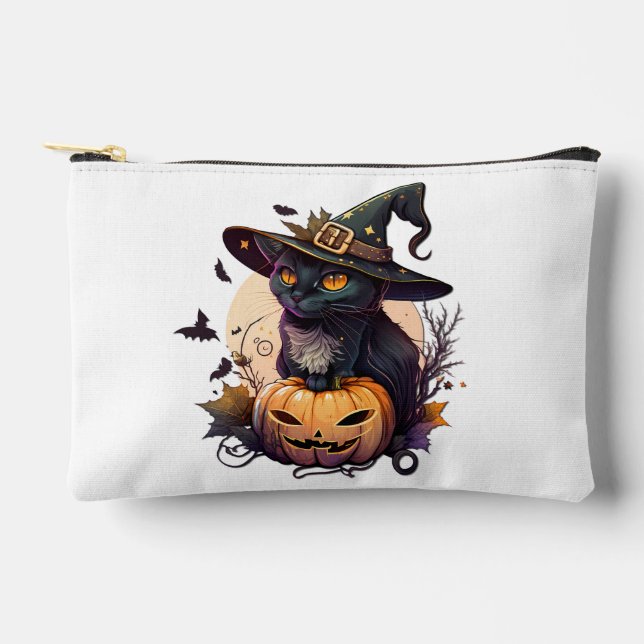 Pochette À Accessoires Chat de sorcière pour Halloween (Recto)