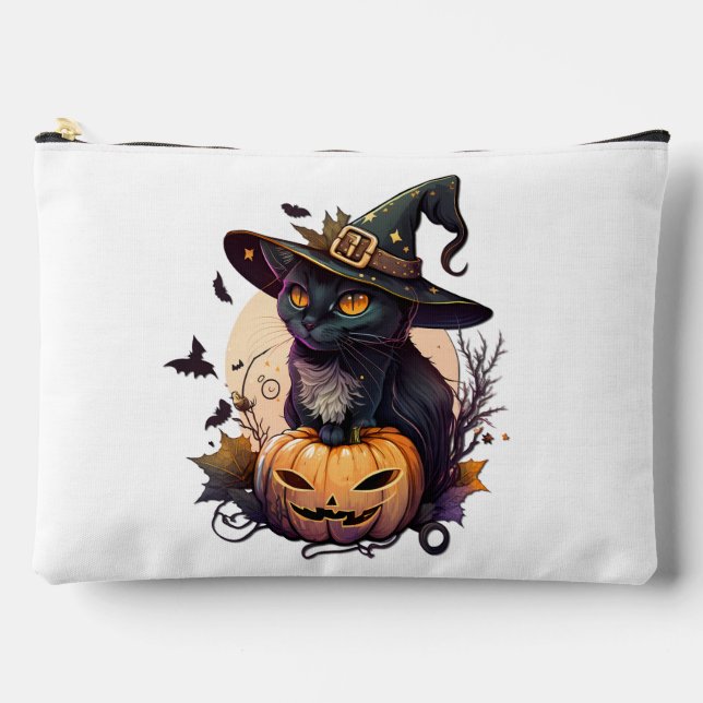 Pochette À Accessoires Chat de sorcière pour Halloween (Recto)