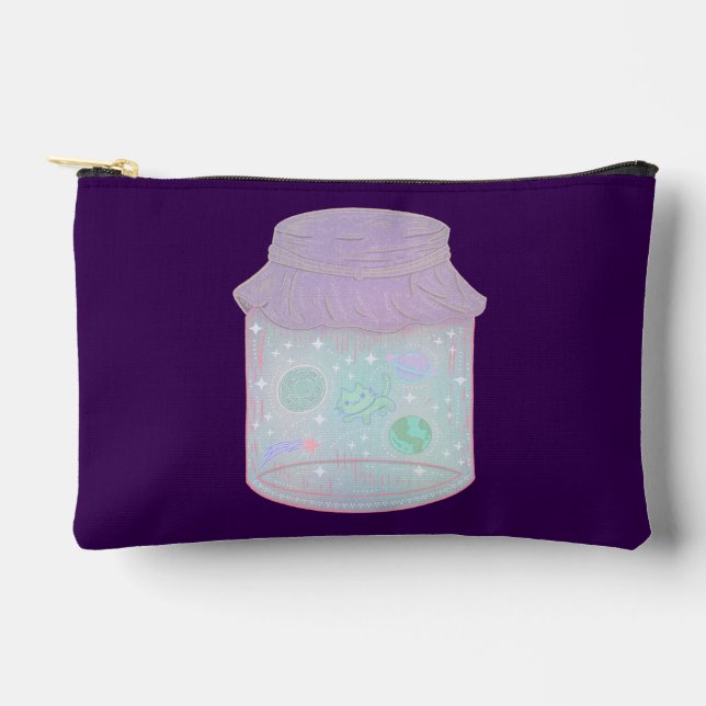 Pochette À Accessoires Chat Galaxie dans un Pot | Art de Chat Spatial Kaw (Recto)