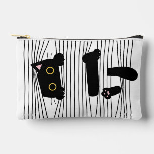 Pochette À Accessoires Chat Noir Caché Mignon Drôle Minimaliste Amour Des