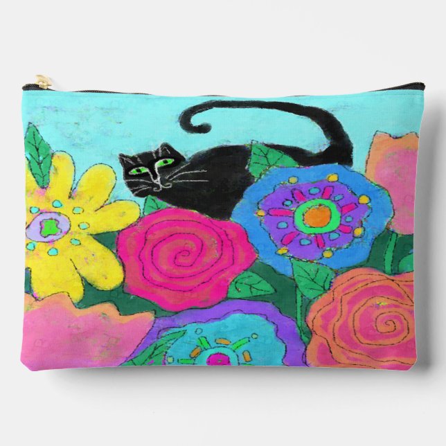 Pochette À Accessoires Chat noir dans Garden Art Abstrait (Recto)