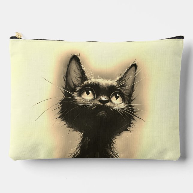Pochette À Accessoires Chat noir enchanté doré (Recto)