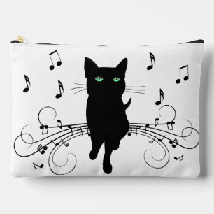 Pochette À Accessoires Chat noir entouré de notes de musique murmurantes