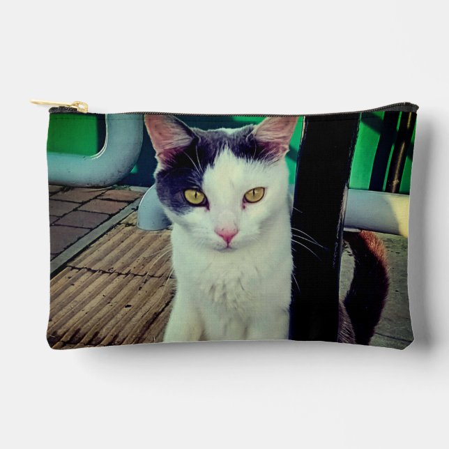 Pochette À Accessoires Chat noir et blanc (Recto)