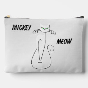 Pochette À Accessoires Chat noir mince Meow Meow Green Eyes sur argent