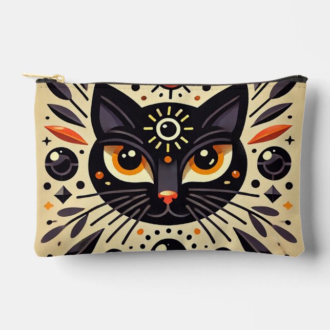 Pochette À Accessoires Chat noir mystique Accessoire Lumière Céleste 🐱 (Recto)