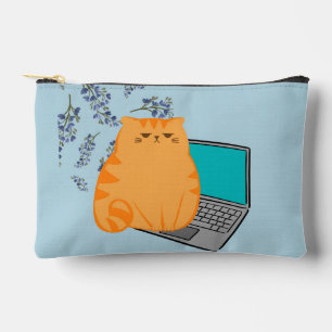 Pochette À Accessoires Chat orange qui travaille