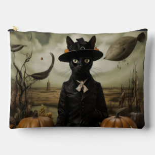 Pochette À Accessoires Chat sorcière avec citrouilles