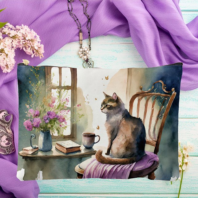 Pochette À Accessoires Chat sur peinture de chaise (Créateur téléchargé)