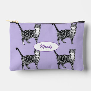 Pochette À Accessoires Chat tigré Chats Violet Animaleries Filles Nom Tig